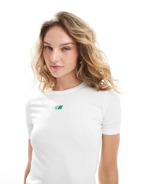 Calvin Klein Jeans essential rib tee in white - view 1