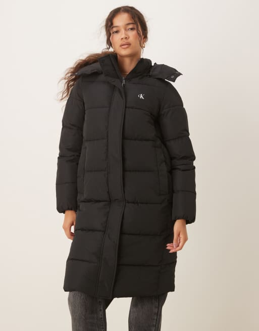 Calvin Klein Jeans – Essential – Svart, lång pufferjacka, 4 av 4