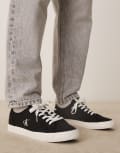 [Calvin Klein Jeans] Calvin Klein Jeans essential vulcanised canvas sneakers in black and white 41 Ck Black/Bright White