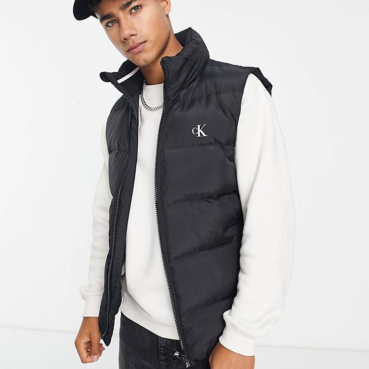 Calvin Klein Jeans essentials logo down puffer vest in black | ASOS