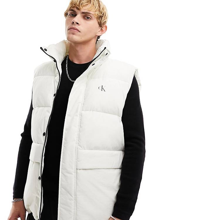 Calvin Klein Jeans essentials non down relaxed vest in ivory | ASOS