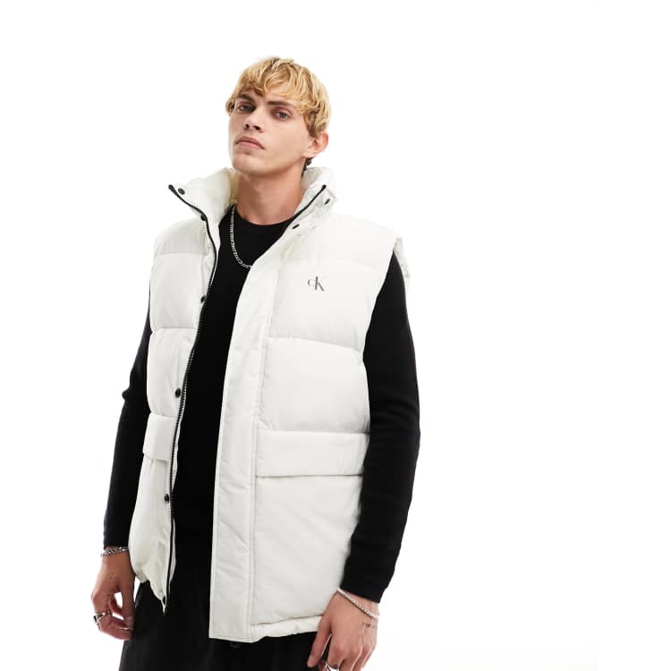 Calvin Klein Jeans essentials non down relaxed vest in ivory | ASOS