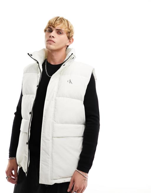 Calvin Klein Jeans essentials non down relaxed vest in ivory ASOS