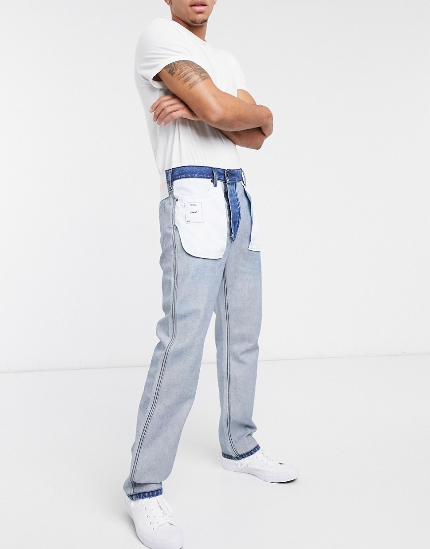 Calvin Klein Jeans – Established 1978 – Ut och in-vända jeans i rak passform-Blå