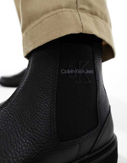 Calvin Klein Jeans EVA mid leather chelsea boots in black, 4 of 4