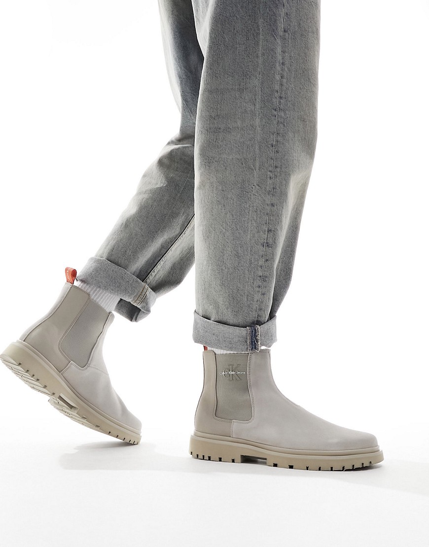 Calvin Klein Jeans Est.1978 Eva Suede Chelsea Boots In Gray-neutral