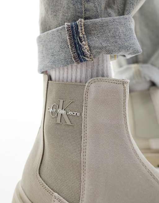 Calvin Klein Jeans Eva suede chelsea boots in gray ASOS