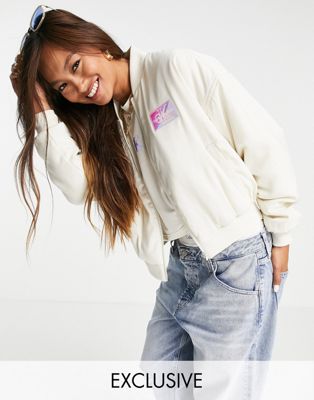 Femme Calvin Klein Jeans - Exclusivité - Bomber satiné à logo - Écru