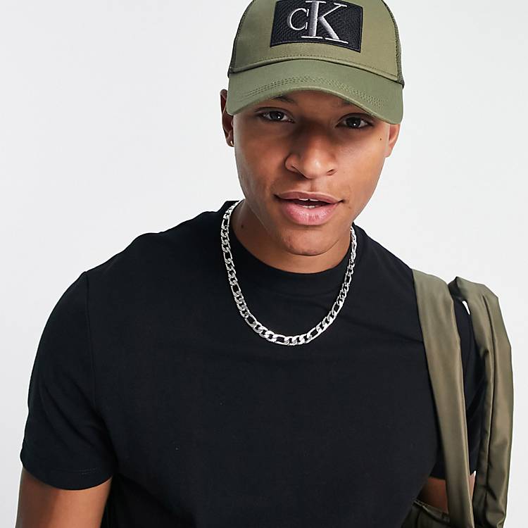Calvin Klein Jeans explorer trucker cap in khaki | ASOS