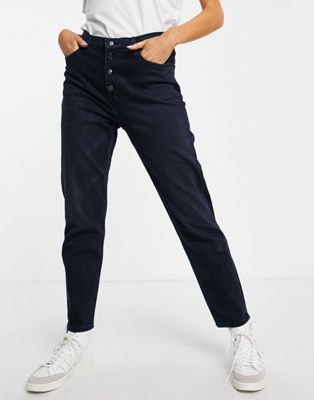 Calvin Klein Jeans exposed button mom jeans in washed black