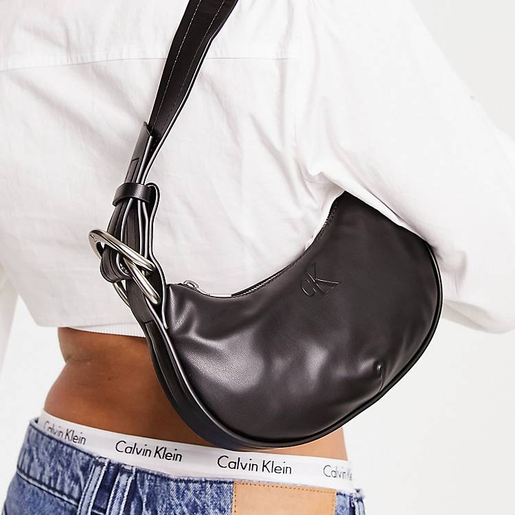 Calvin Klein Jeans faux leather monogram logo shoulder bag in