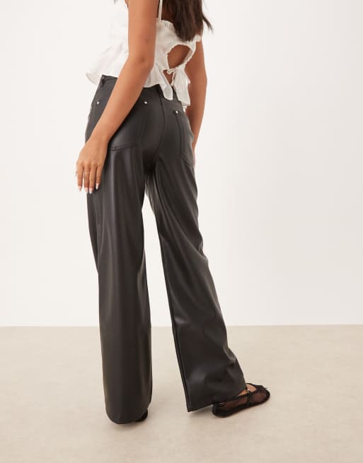 Calvin Klein Jeans faux leather straight pants in black, 5 of 5