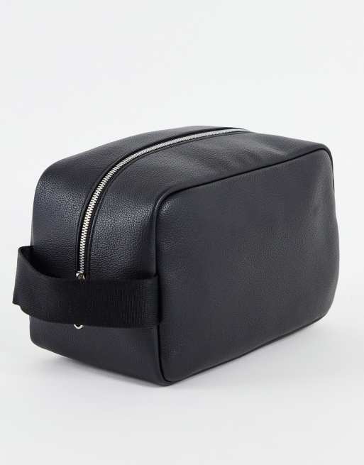 Calvin Klein Jeans faux leather toiletries bag with logo in black