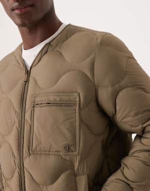 Calvin Klein Jeans feather weight padded jacket in khaki