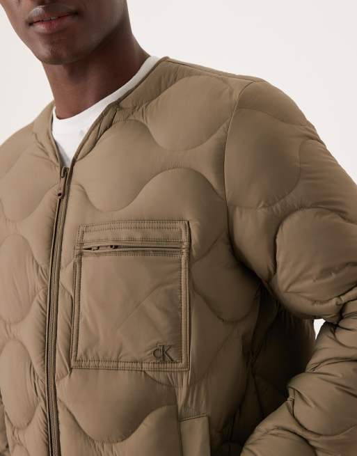 Calvin Klein Jeans feather weight padded jacket in khaki, 5 of 5