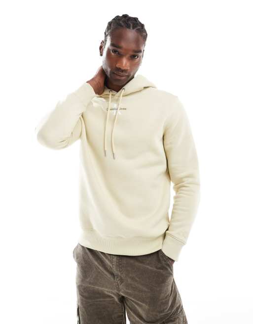Calvin Klein Jeans - Felpa beige con cappuccio e logo