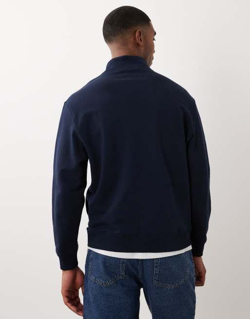 Calvin Klein Jeans - Felpa blu navy con logo sul petto e zip corta, 2 di 5