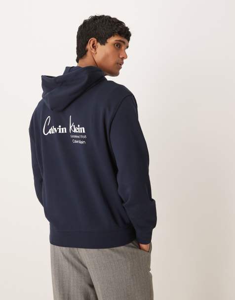 Calvin Klein Jeans - Felpa color blu navy con cappuccio e grafica - view 1