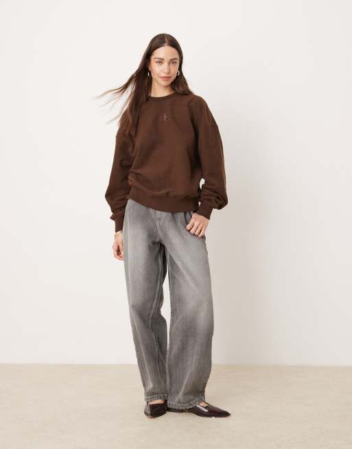 camicette outfit con felpa marrone donna