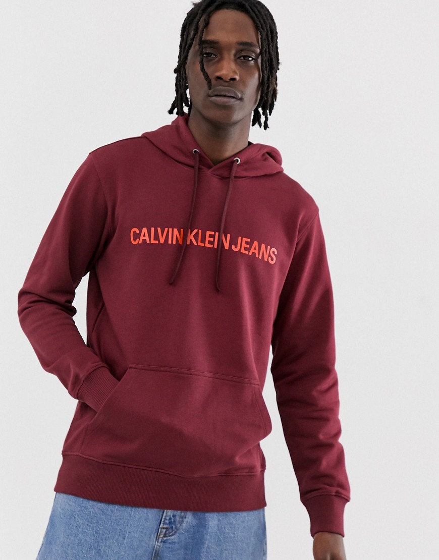 Calvin Klein Jeans - Felpa con cappuccio e logo-Rosso