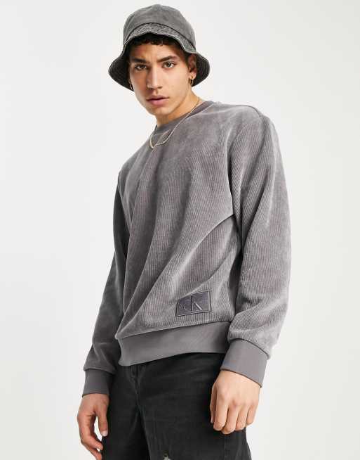Calvin Klein Jeans - Felpa in velluto a coste grigia