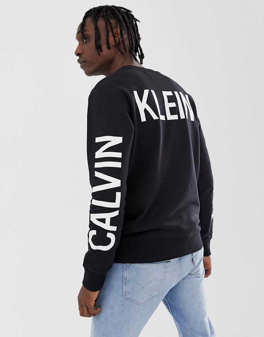 Calvin Klein Jeans - Felpa nera con logo istituzionale sul retro-Nero