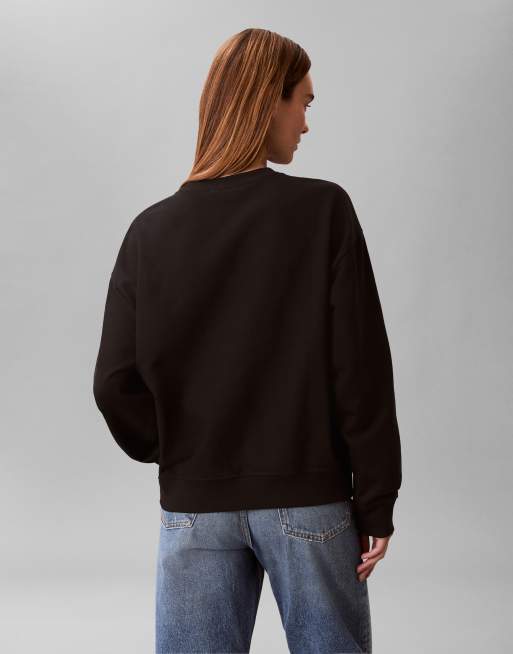 Calvin Klein Jeans - Felpa nero metallizzato con logo monogramma , 4 di 4