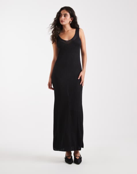 Calvin Klein Jeans fine knit maxi dress in black - view 1