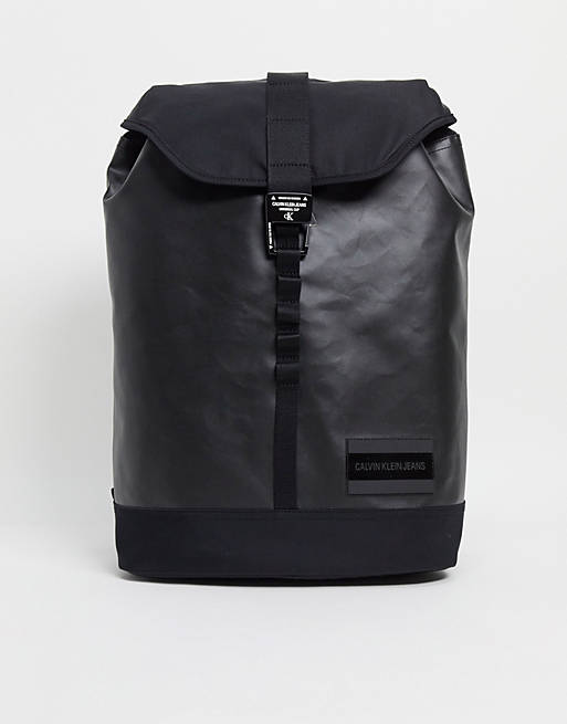 Calvin Klein Jeans flap top backpack in black