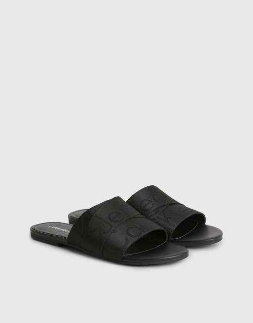 Calvin Klein Jeans flat sliders in black ASOS