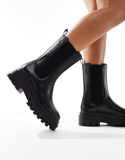 Calvin Klein Jeans flatform chelsea boot in black - view 1
