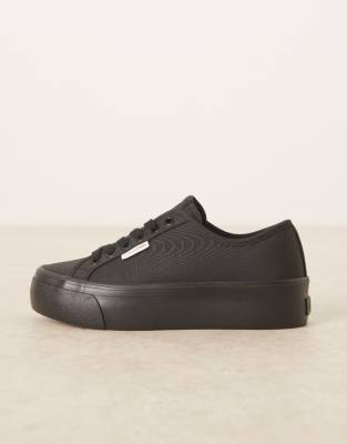 Calvin Klein Jeans Est.1978 Flatform Lace Up Sneakers In Black