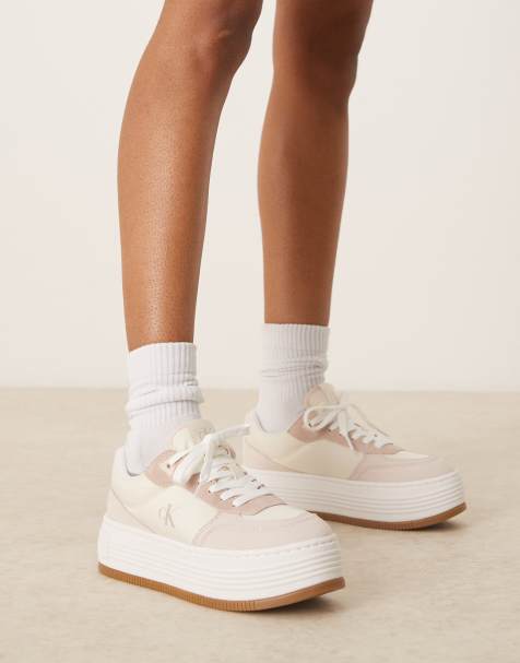 Calvin Klein Jeans flatform sneakers in off-white with gum sole - view 1