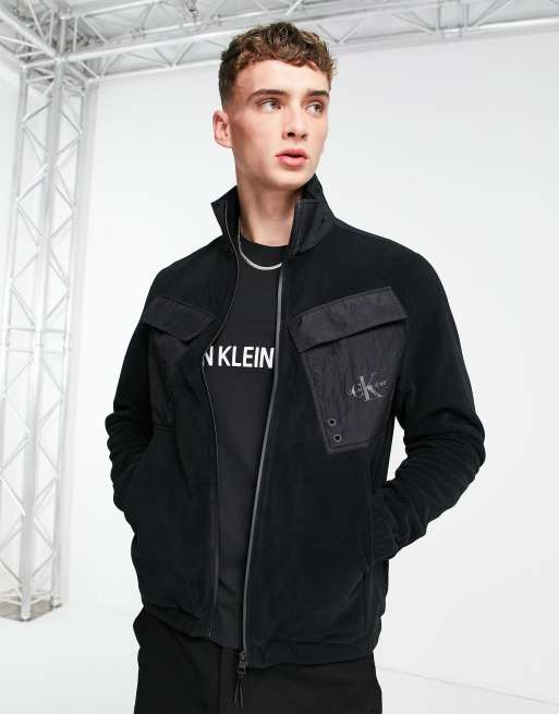 Calvin Klein Jeans fleece overshirt in black | ASOS