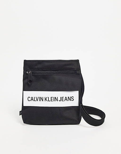 Calvin Klein Jeans flight bag with panel logo in black