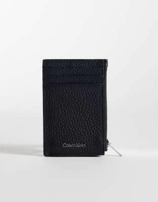 Calvin Klein Jeans foil embossed zip card holder in black