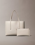[Calvin Klein Jeans] Calvin Klein Jeans foil logo small tote bag and purse set in beige-Multi One Size MULTI