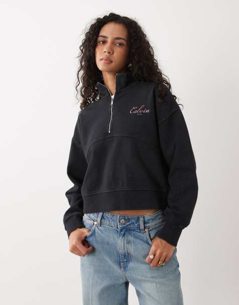 Calvin Klein Jeans French Terry con zip corta lavaggio indaco - view 1