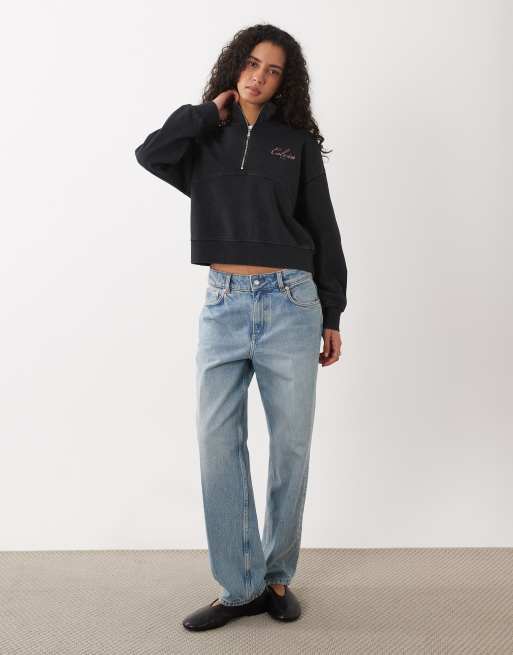Calvin Klein Jeans French Terry kvart lynlås i indigovask, 4 af 4