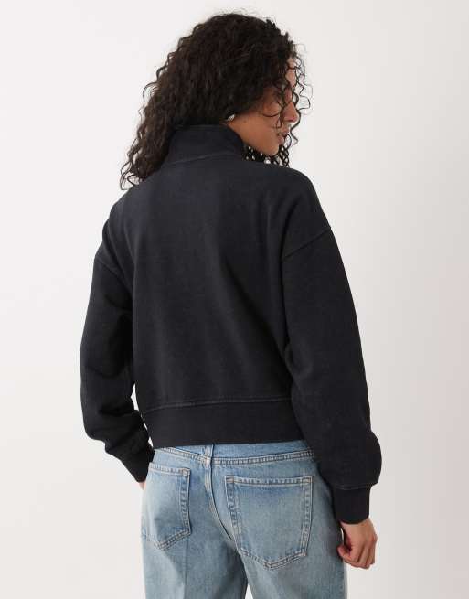 Calvin Klein Jeans French Terry quarter zip in indigo wash, 3 of 4