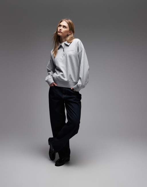Calvin Klein Jeans French terry sweatshirt in grey, 2 of 4