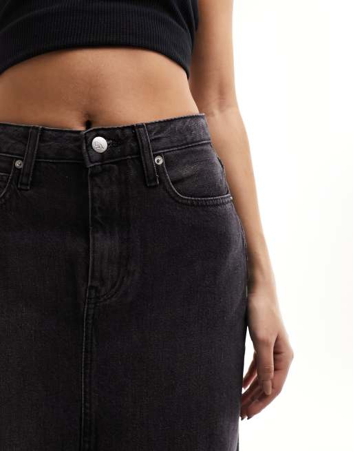 Calvin Klein Jeans front split denim maxi skirt in washed