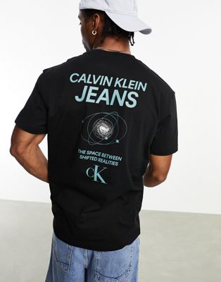 Calvin Klein Jeans future galaxy back graphic t-shirt in black - ASOS Price Checker