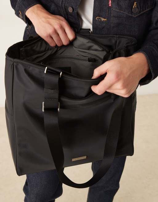 Calvin Klein Jeans – Gładka czarna torba typu tote z kieszenią, 4 z 4