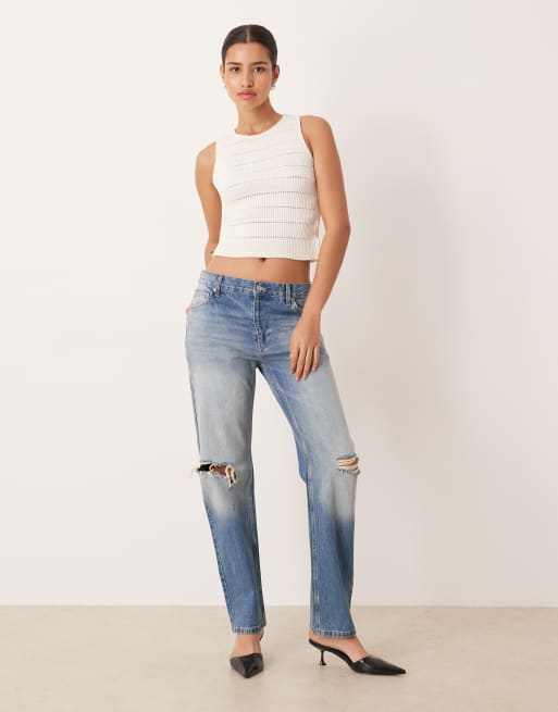 Calvin Klein Jeans - Gebreid cropped vest van chenille in crème, 2 van 4