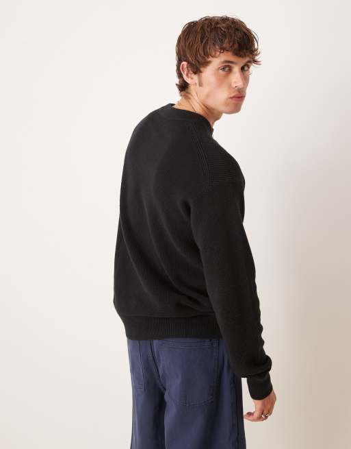 Calvin Klein Jeans - Gebreide trui met wafelstructuur in zwart, 4 van 4