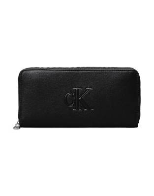 Calvin Klein Jeans – Geldbörse in Schwarz mit umlaufendem Reißverschluss