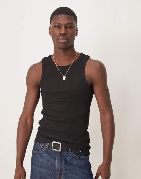 Calvin Klein Jeans - Geribbelde tanktop in zwart - view 1