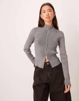 Calvin Klein Jeans - Gerippte Strickjacke in Grau