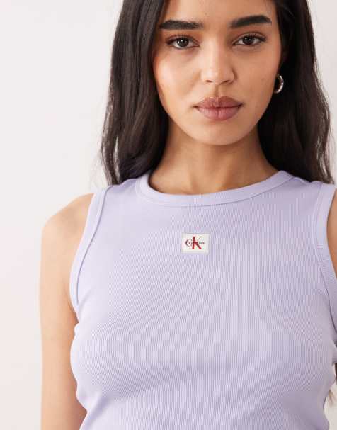 Calvin Klein Jeans – Geripptes Tanktop in Himmelblau - view 1